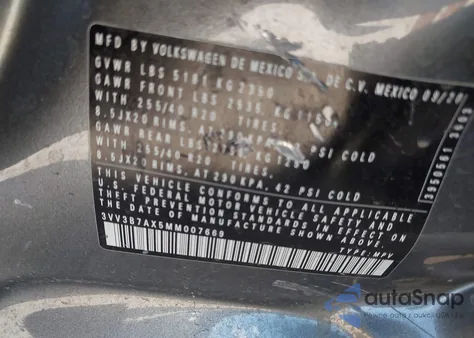 2021 Volkswagen Tiguan 2.0T Se/2.0T Se R-Line Black/2.0T Sel from USA, damaged, VIN 3VV3B7AX5MM007669